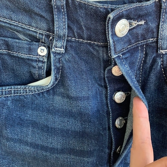 Free People High Rise Skinny Dark Wash Button Fly Denim Jeans sz 24 - Picture 4 of 9